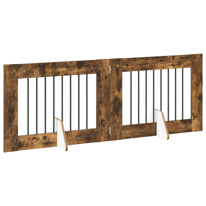 Poartă pentru câini cu suporturi 2 pcs Stejar fumuriu WALTI