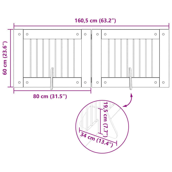 Poartă pentru câini cu suporturi 2 pcs Sonoma gri 80 x 60 cm WALTI