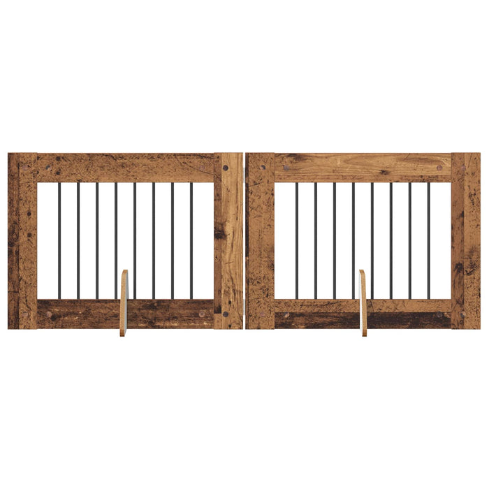 Poartă pentru câini cu suporturi 2 pcs Lemn vechi 80 x 60 cm WALTI