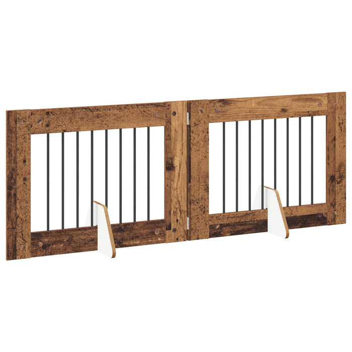 Poartă pentru câini cu suporturi 2 pcs Lemn vechi 80 x 60 cm WALTI