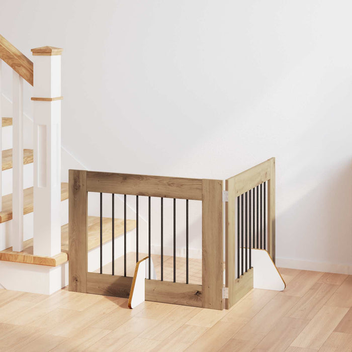 Poartă pentru câini cu suporturi 2 pcs Stejar Artizanal WALTI