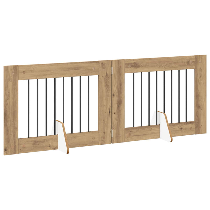 Poartă pentru câini cu suporturi 2 pcs Stejar Artizanal WALTI