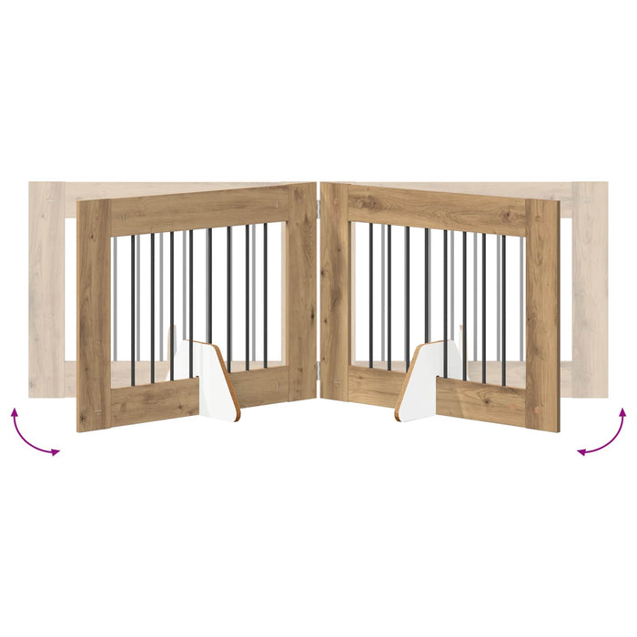 Poartă pentru câini cu suporturi 2 pcs Stejar Artizanal WALTI