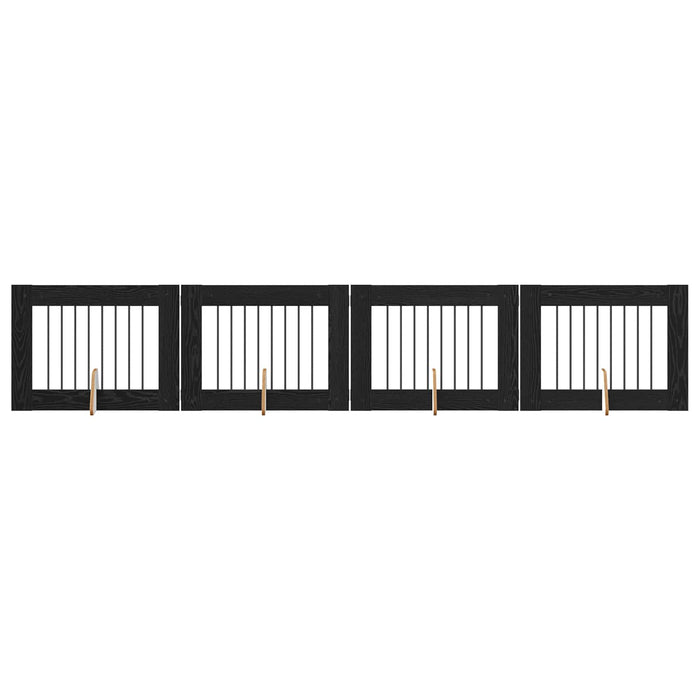 Poartă pentru câini cu suporturi 4 pcs Stejar Negru 80 x 60 cm WALTI