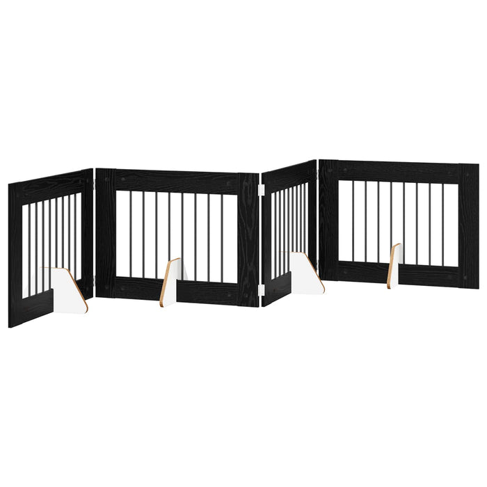 Poartă pentru câini cu suporturi 4 pcs Stejar Negru 80 x 60 cm WALTI