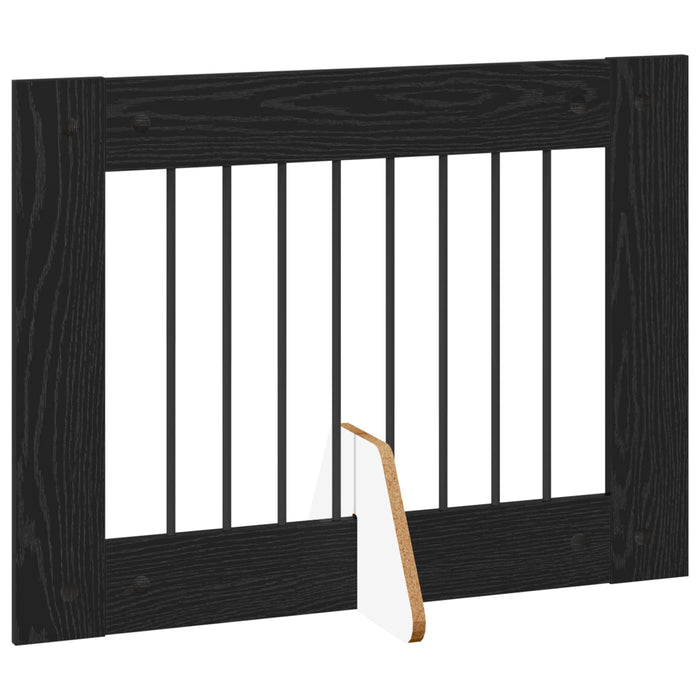 Poartă pentru câini cu suporturi 4 pcs Stejar Negru 80 x 60 cm WALTI
