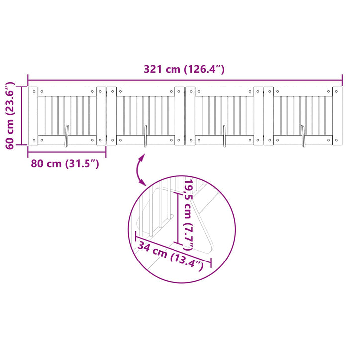 Poartă pentru câini cu suporturi 4 pcs Stejar fumuriu WALTI