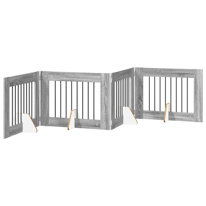 Poartă pentru câini cu suporturi 4 pcs Sonoma gri 80 x 60 cm WALTI