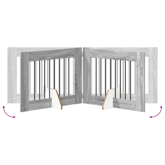 Poartă pentru câini cu suporturi 4 pcs Sonoma gri 80 x 60 cm WALTI