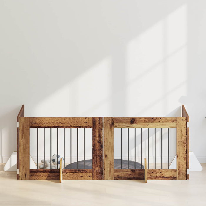 Poartă pentru câini cu suporturi 4 pcs Lemn vechi 80 x 60 cm - WALTI WALTI