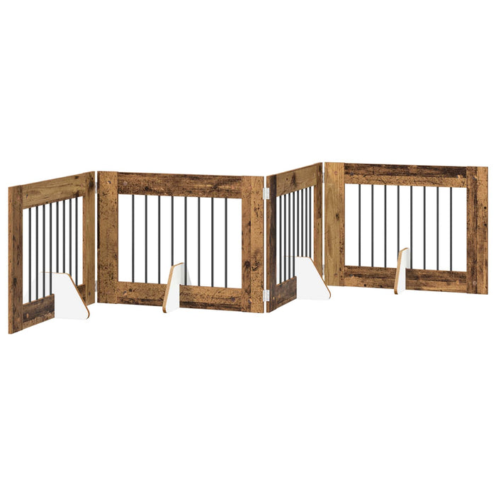 Poartă pentru câini cu suporturi 4 pcs Lemn vechi 80 x 60 cm - WALTI WALTI