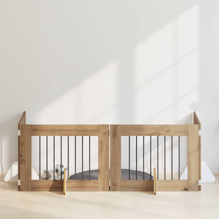 Poartă pentru câini cu suporturi 4 pcs Stejar Artizanal - WALTI WALTI
