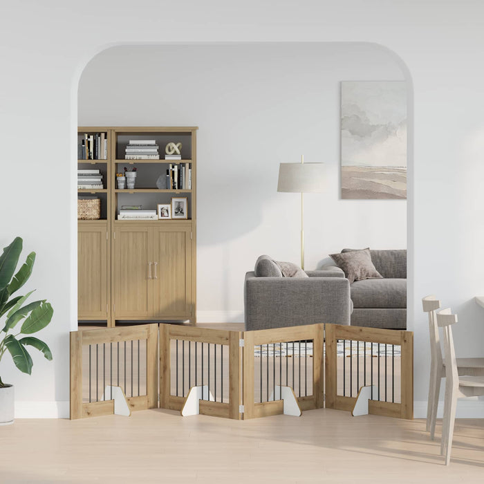 Poartă pentru câini cu suporturi 4 pcs Stejar Artizanal - WALTI WALTI