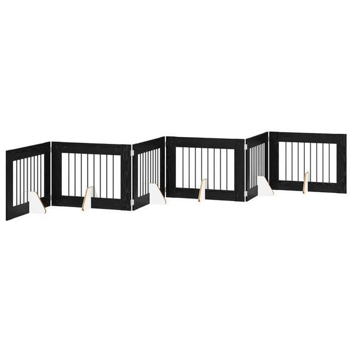 Poartă pentru câini cu suporturi 6 pcs Stejar Negru 80 x 60 cm WALTI