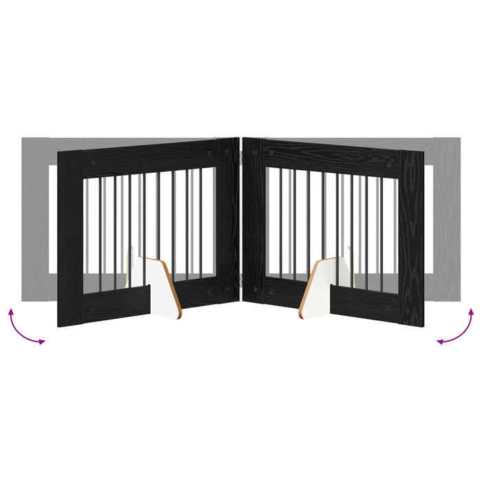 Poartă pentru câini cu suporturi 6 pcs Stejar Negru 80 x 60 cm WALTI
