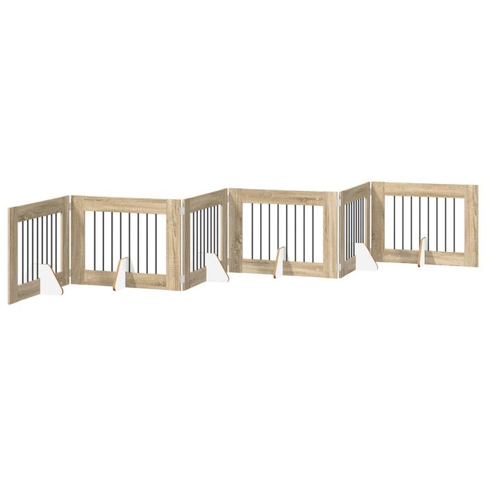 Poartă pentru câini cu suporturi 6 pcs Stejar Sonoma 80 x 60 cm WALTI