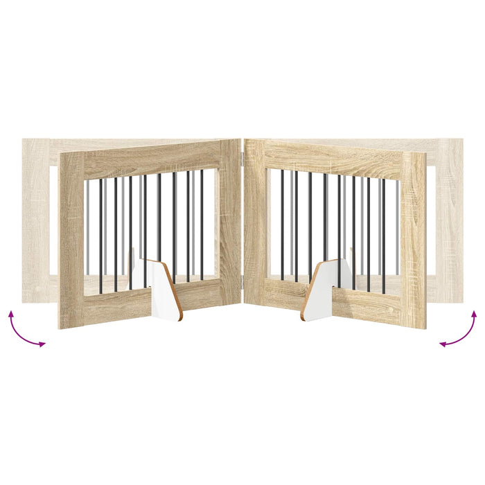 Poartă pentru câini cu suporturi 6 pcs Stejar Sonoma 80 x 60 cm WALTI