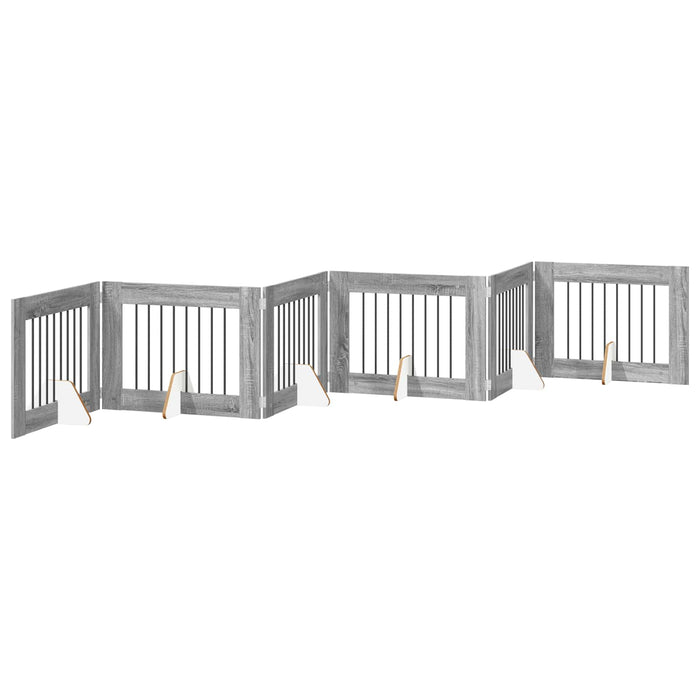 Poartă pentru câini cu suporturi 6 pcs Sonoma gri 80 x 60 cm WALTI