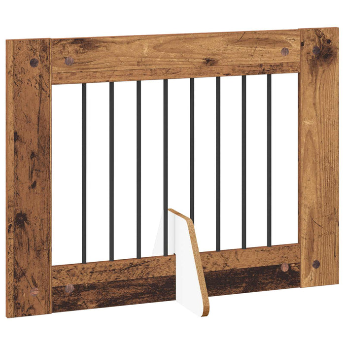 Poartă pentru câini cu suporturi 6 pcs Lemn vechi 80 x 60 cm WALTI