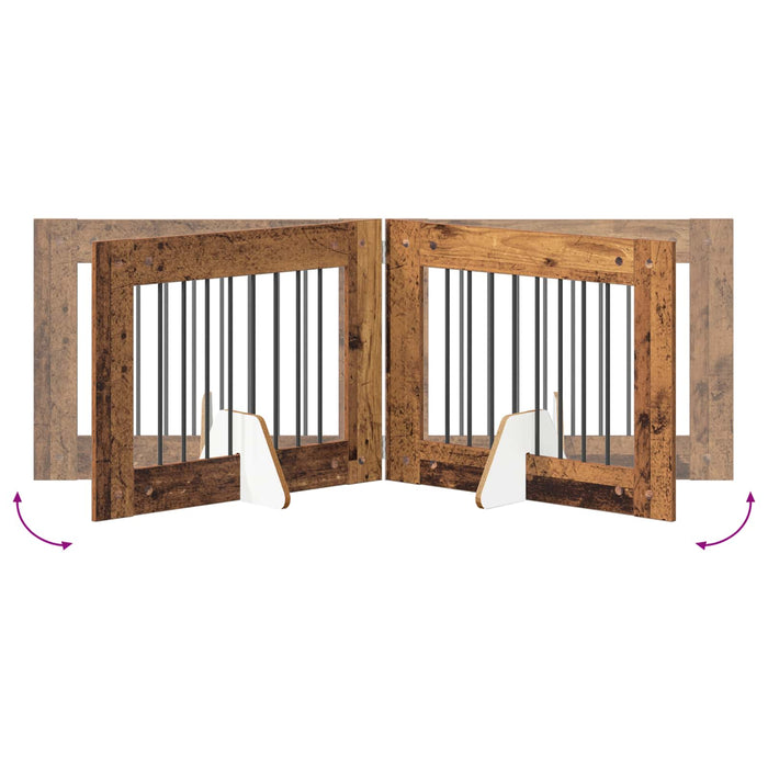 Poartă pentru câini cu suporturi 6 pcs Lemn vechi 80 x 60 cm WALTI