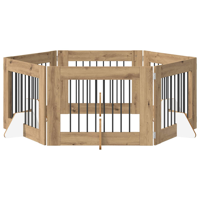 Poartă pentru câini cu suporturi 6 pcs Stejar Artizanal - WALTI WALTI