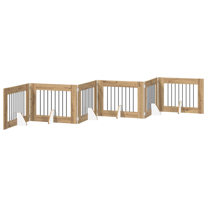 Poartă pentru câini cu suporturi 6 pcs Stejar Artizanal - WALTI WALTI