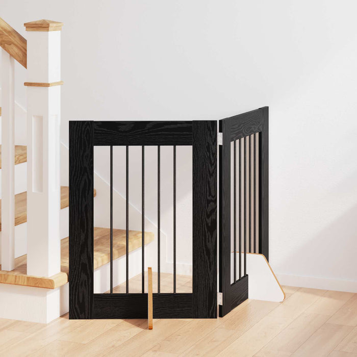 Poartă pentru câini cu suporturi 2 pcs Stejar Negru 60 x 60 cm - WALTI WALTI