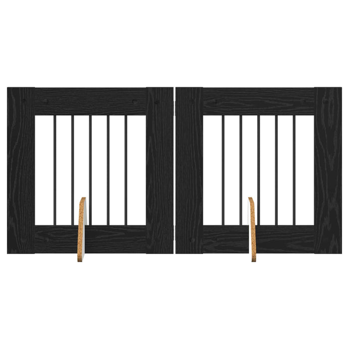 Poartă pentru câini cu suporturi 2 pcs Stejar Negru 60 x 60 cm - WALTI WALTI