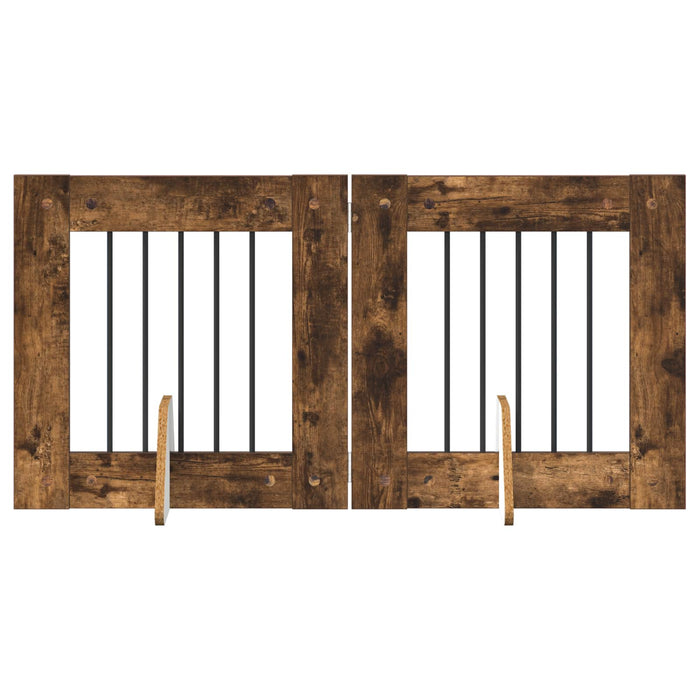Poartă pentru câini cu suporturi 2 pcs Stejar fumuriu WALTI