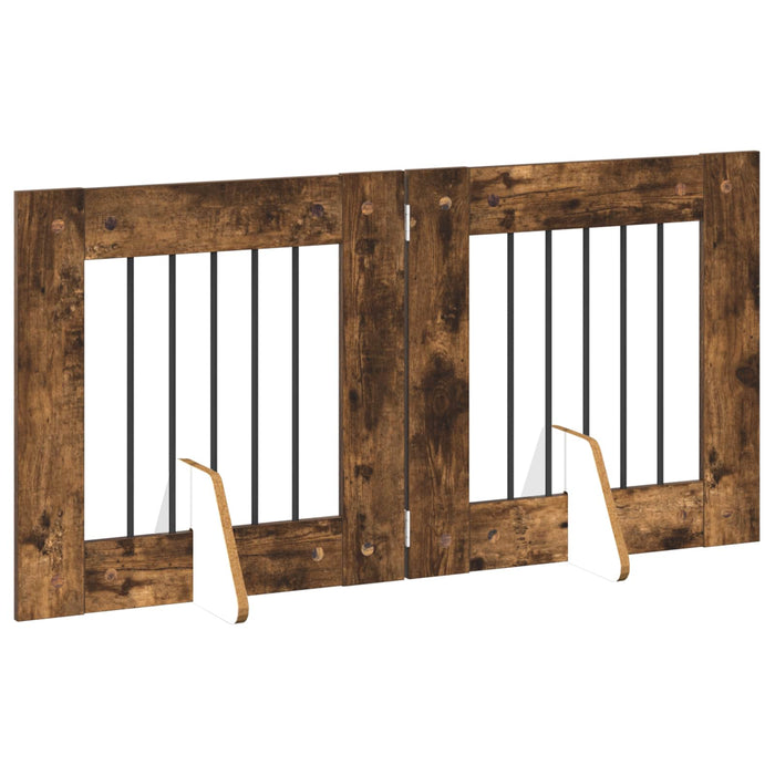 Poartă pentru câini cu suporturi 2 pcs Stejar fumuriu WALTI