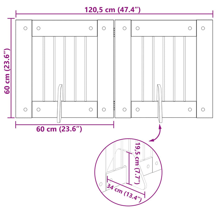 Poartă pentru câini cu suporturi 2 pcs Stejar fumuriu WALTI