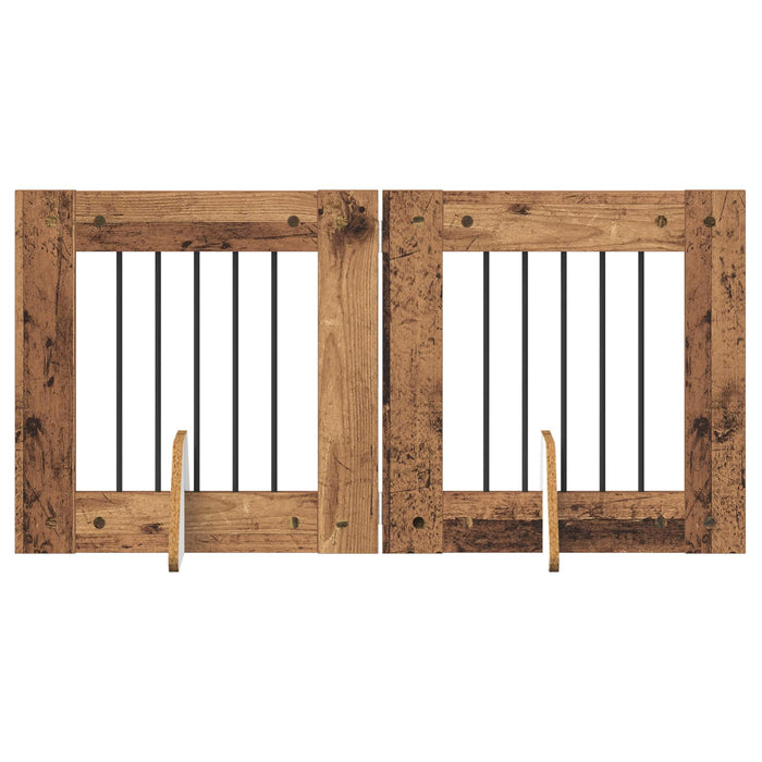 Poartă pentru câini cu suporturi 2 pcs Lemn vechi 60 x 60 cm WALTI