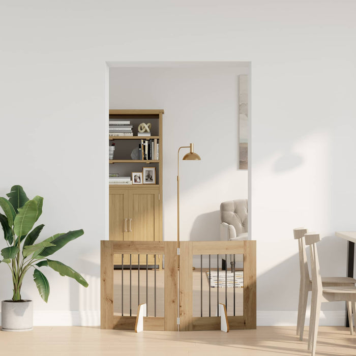 Poartă pentru câini cu suporturi 2 pcs Stejar Artizanal WALTI