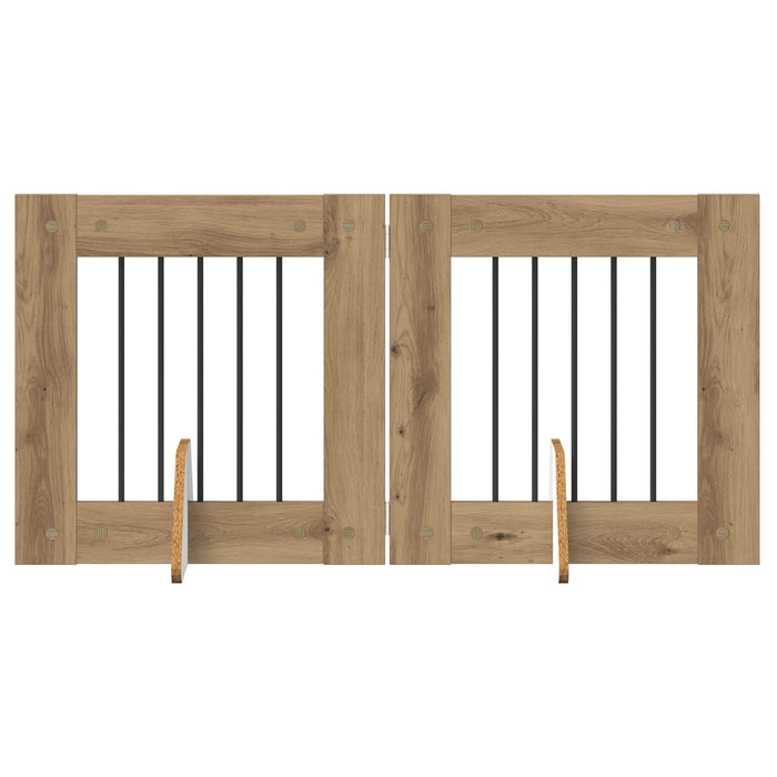 Poartă pentru câini cu suporturi 2 pcs Stejar Artizanal WALTI