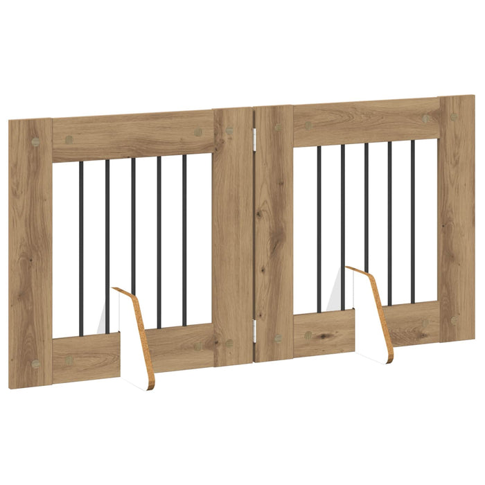 Poartă pentru câini cu suporturi 2 pcs Stejar Artizanal WALTI