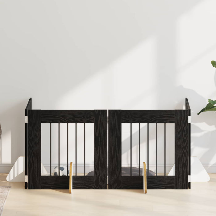 Poartă pentru câini cu suporturi 4 pcs Stejar Negru 60 x 60 cm WALTI