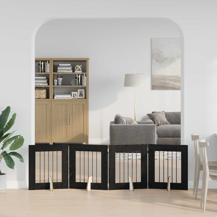 Poartă pentru câini cu suporturi 4 pcs Stejar Negru 60 x 60 cm WALTI