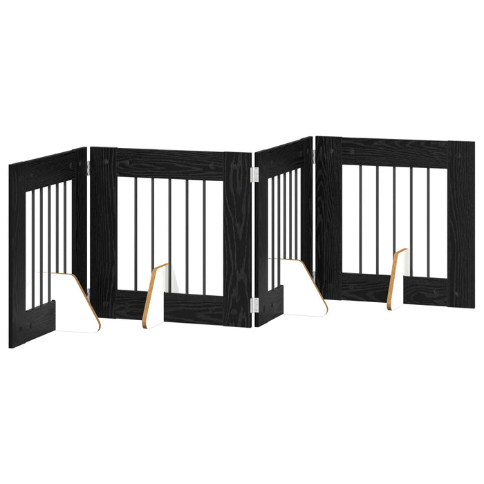 Poartă pentru câini cu suporturi 4 pcs Stejar Negru 60 x 60 cm WALTI