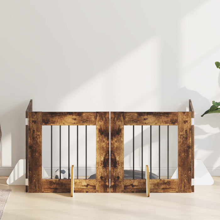 Poartă pentru câini cu suporturi 4 pcs Stejar fumuriu WALTI