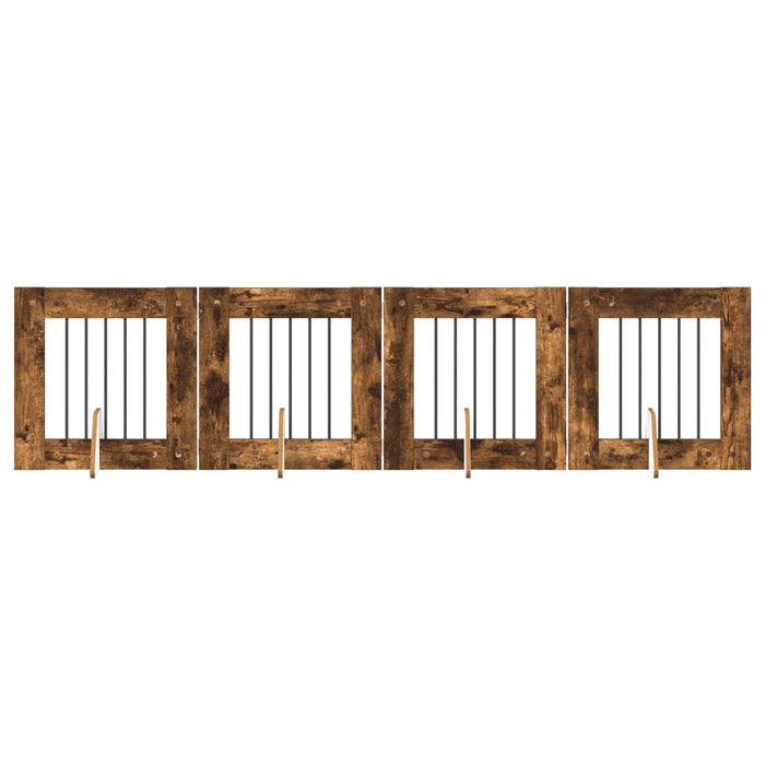 Poartă pentru câini cu suporturi 4 pcs Stejar fumuriu WALTI