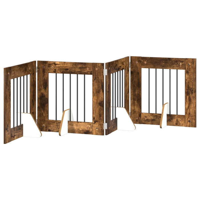 Poartă pentru câini cu suporturi 4 pcs Stejar fumuriu WALTI