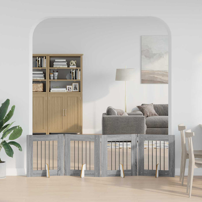 Poartă pentru câini cu suporturi 4 pcs Sonoma gri 60 x 60 cm WALTI