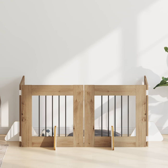 Poartă pentru câini cu suporturi 4 pcs Stejar Artizanal WALTI