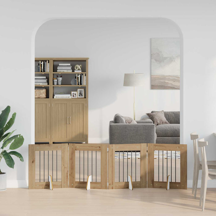 Poartă pentru câini cu suporturi 4 pcs Stejar Artizanal WALTI