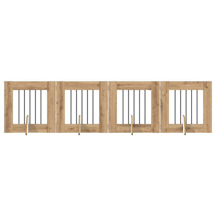 Poartă pentru câini cu suporturi 4 pcs Stejar Artizanal WALTI