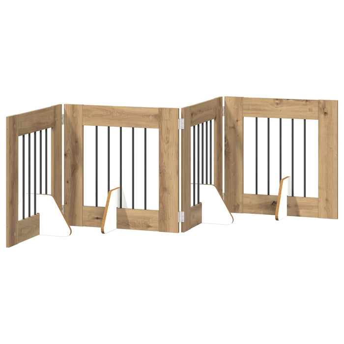 Poartă pentru câini cu suporturi 4 pcs Stejar Artizanal WALTI