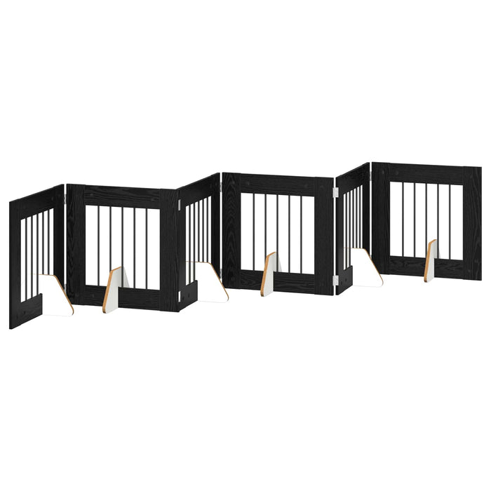 Poartă pentru câini cu suporturi 6 pcs Stejar Negru 60 x 60 cm WALTI