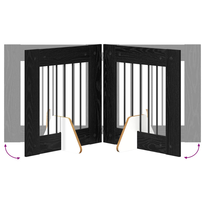 Poartă pentru câini cu suporturi 6 pcs Stejar Negru 60 x 60 cm WALTI