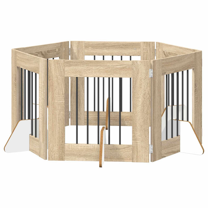 Poartă pentru câini cu suporturi 6 pcs Stejar Sonoma 60 x 60 cm WALTI