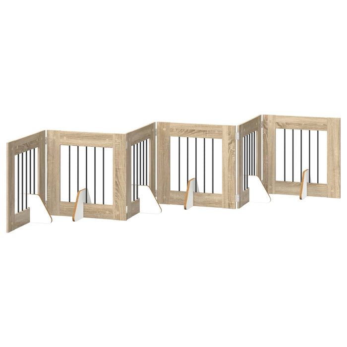 Poartă pentru câini cu suporturi 6 pcs Stejar Sonoma 60 x 60 cm WALTI